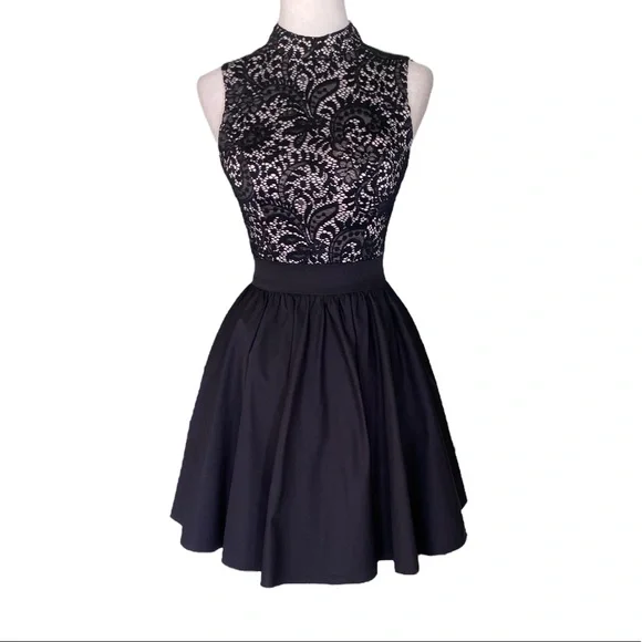 Chi Chi London | Dresses | Chi Chi London Black Lace Satin Fit Flare Dress  2 | Poshmark